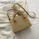 Women Straw Messenger Bag Beach Rattan Crossbody Bag Vintage Woven Handba