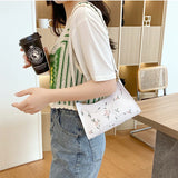 Embroidered Leather Handbag Casual Totes Shopping Bag