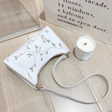 Embroidered Leather Handbag Casual Totes Shopping Bag