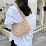Plush Cherry Pattern Shoulder Bag Autumn Winter Large Capacity Handbag