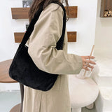 Plush Cherry Pattern Shoulder Bag Autumn Winter Large Capacity Handbag