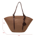 XL Tote Straw Bag Women Hand-Woven Beach Shoulder Bag