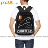F1 Racecar Track Turbo Belgium Grand Prix V6 Backpack Large Capacity