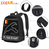 F1 Racecar Track Turbo Belgium Grand Prix V6 Backpack Large Capacity