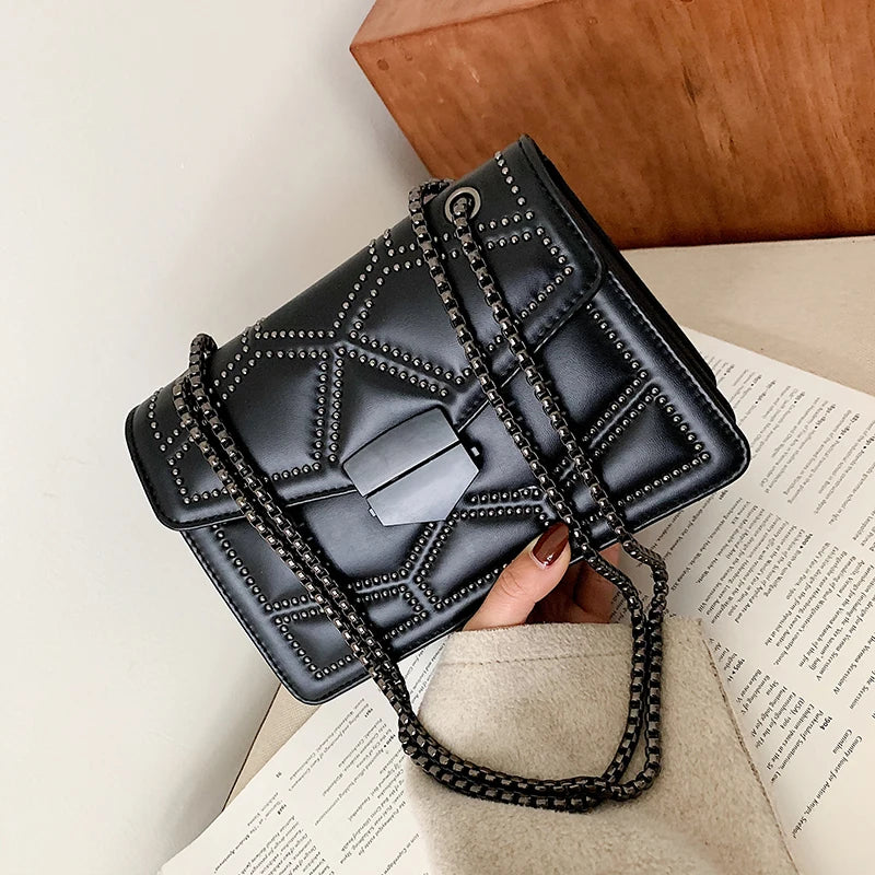 FANTASY PU Leather Retro Messenger Bag Women Chain Crossbody Handbag