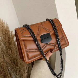 FANTASY PU Leather Retro Messenger Bag Women Chain Crossbody Handbag