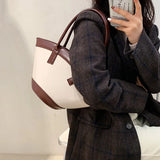 FANTASY PU Scalloped Bucket Basket Bag Retro Handbag