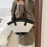 FANTASY PU Scalloped Bucket Basket Bag Retro Handbag