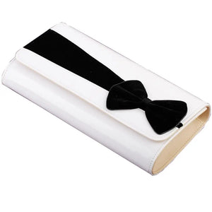 Dazzling Bow Two Tone Flap Clutch Evening Bag