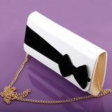 Dazzling Bow Two Tone Flap Clutch Evening Bag