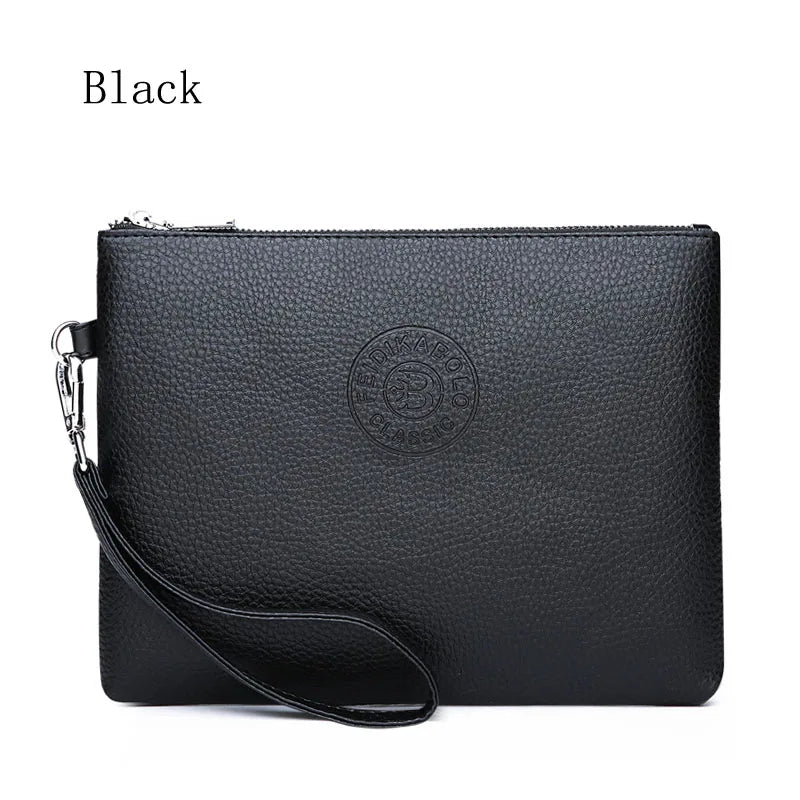 Men's Leather Clutch Wallet Zipper Long Handy Bags Purses