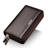 Men's Double Zipper Clutch Bag PU Leather Wallet