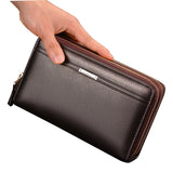 Men's Double Zipper Clutch Bag PU Leather Wallet