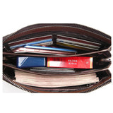 Men's Leather Clutch Purse Long Money Bag Brown