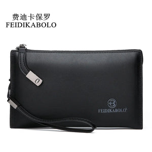 Men's Leather Clutch Purse Long Money Bag Brown