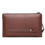 Men's Leather Clutch Purse Long Money Bag Brown
