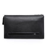 Men's Zippered Leather Wallet Long Phone Clutch Bag