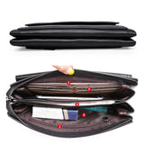 Men's Zippered Leather Wallet Long Phone Clutch Bag