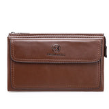 Men's Zippered Leather Wallet Long Phone Clutch Bag