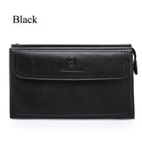 Men's Zippered Leather Wallet Long Phone Clutch Bag