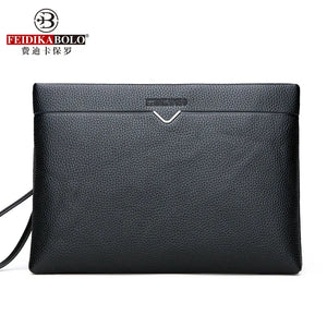 Men's Soft Leather Clutch Bag High-Quality Large Capacity