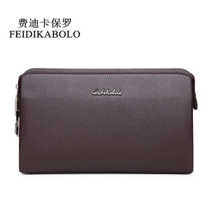 FEIDIKBOLO Leather Wallet Men Clutch Zipper Security Money bag