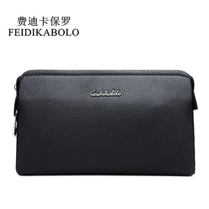 FEIDIKBOLO Leather Wallet Men Clutch Zipper Security Money bag