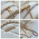 Women Round Purses Diamond Lattice Leather Shoulder Bags Mobile Phone Chain