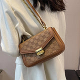 Chessboard Plaid Bag Women Handbag Retro Small Flap Bags