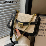 Chessboard Plaid Bag Women Handbag Retro Small Flap Bags