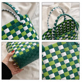 Knitted Small Ladies Beach Basket Bag PVC Handbag