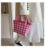 Knitted Small Ladies Beach Basket Bag PVC Handbag