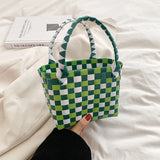 Knitted Small Ladies Beach Basket Bag PVC Handbag