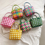 Knitted Small Ladies Beach Basket Bag PVC Handbag
