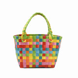 Knitted Small Ladies Beach Basket Bag PVC Handbag