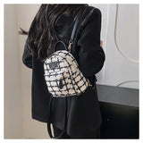 Plaid Woolen Tweed Backpack for Teenage Students