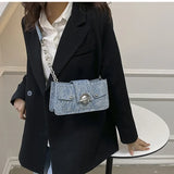 High Sense Denim Lady Small Moon Bag Clutch Purse Crossbody Shoulder Bags