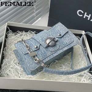 High Sense Denim Lady Small Moon Bag Clutch Purse Crossbody Shoulder Bags