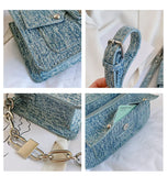 High Sense Denim Lady Small Moon Bag Clutch Purse Crossbody Shoulder Bags