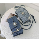 High Sense Denim Lady Small Moon Bag Clutch Purse Crossbody Shoulder Bags