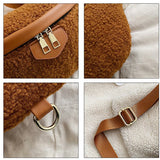 Lambswool Chest Bag Fur Shoulder Bags Fanny Pack Female Waist Pack