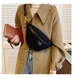 Lambswool Chest Bag Fur Shoulder Bags Fanny Pack Female Waist Pack