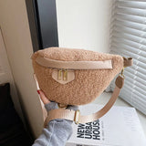 Lambswool Chest Bag Fur Shoulder Bags Fanny Pack Female Waist Pack