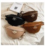 Lambswool Chest Bag Fur Shoulder Bags Fanny Pack Female Waist Pack