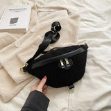 Lambswool Chest Bag Fur Shoulder Bags Fanny Pack Female Waist Pack
