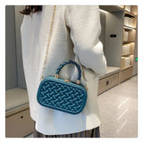 PU Leather Crossbody Bag for Women Embossing Plaid Totes Sac