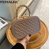 PU Leather Crossbody Bag for Women Embossing Plaid Totes Sac