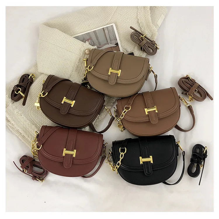 Vintage Semicircle Crossbody Bag Retro Shoulder Handbag