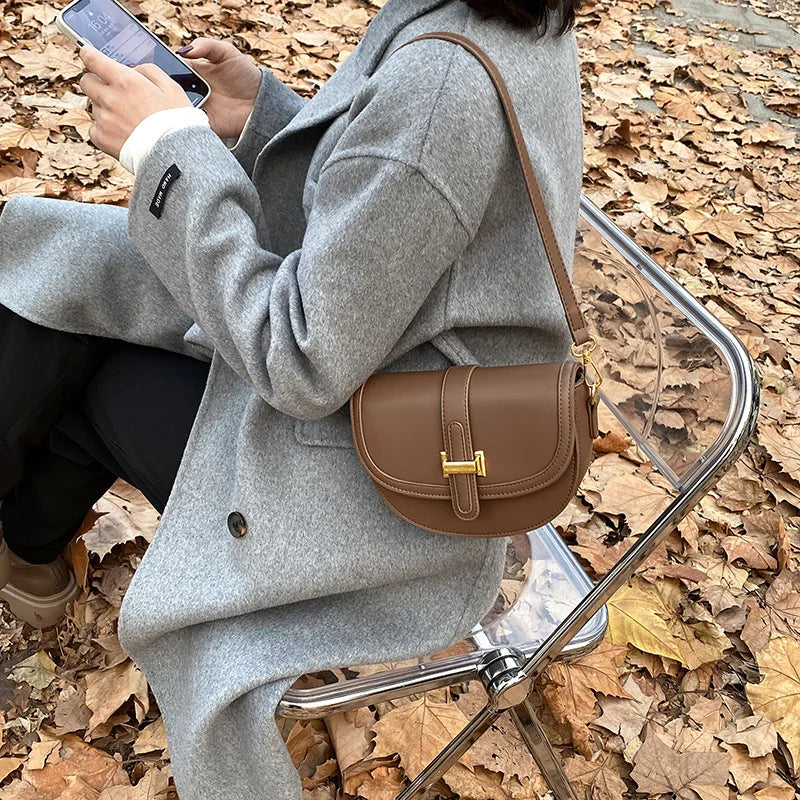 Vintage Semicircle Crossbody Bag Retro Shoulder Handbag