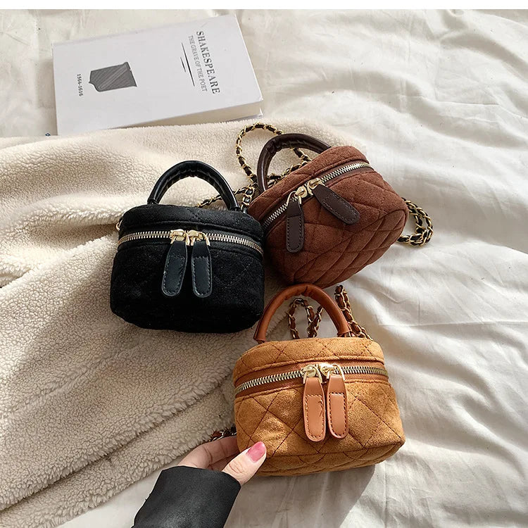 Vintage Suede Leather Messenger Bag Lady Tote